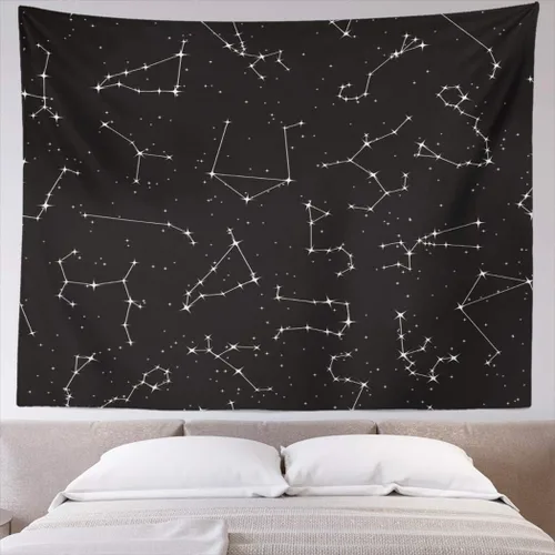 Miniatura 2 de Tapices del zodiaco Constelaciones en la noche Cielo Estrella Aries Tauro Géminis Leo Virgo Libra Escorpio Dormitorio Sala de Estar Aula Casa Tapiz
