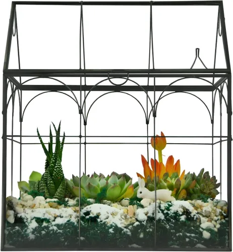 Miniatura 4 de Vidrio de terrario para invernadero de plantas grandes y altas con tapa, 8.7 x 5.9 x 10.6 pulgadas, kit de terrario de cactus suculentos