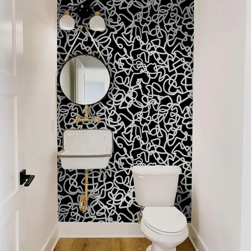 Miniatura 4 de Ismoon Papel tapiz autoadhesivo de 17.3 x 118 pulgadas, papel de contacto blanco y negro, moderno, a rayas, extraíble, autoadhesivo, para baño