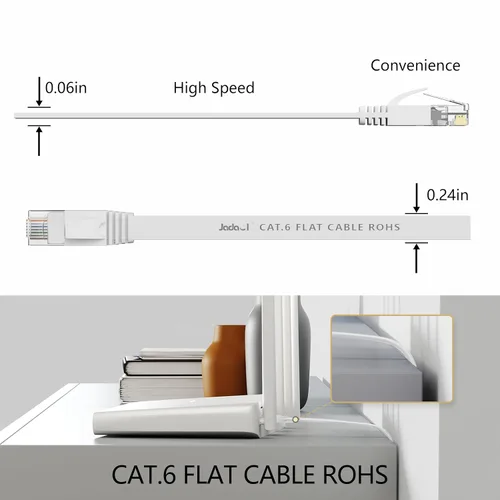 Miniatura 4 de Cable Ethernet Cat 6 de 5 pies (paquete de 6), para exteriores e interiores, compatible con red Cat7 de 10 Gbps, cable de conexión LAN plano