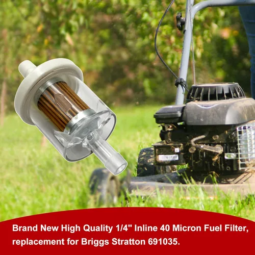 Miniatura 3 de Paquete de 2 filtros de combustible en línea de 1/4 pulgadas, repuesto de 40 micrones para Briggs & Stratton 691035 Kawasaki 49019-0014, compatible