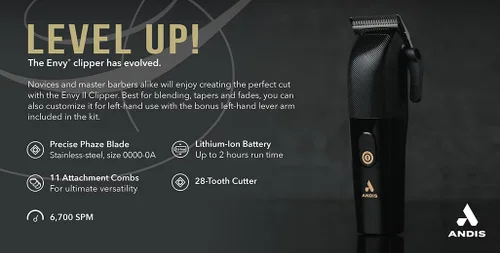 Miniatura 4 de Andis Envy II cortadora de cabello inalámbrica, cortadora de barba y cabello eléctrica profesional de iones de litio, cuchilla Phaze, inalámbrica