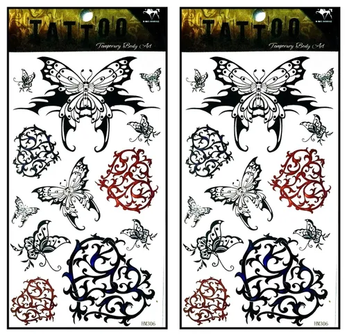 Miniatura 4 de Tatuajes 2 hojas de plumas negras de fantasía temporales tatuajes adhesivos falsos cuerpo brazo pecho hombro tatuajes para adolescentes, hombres