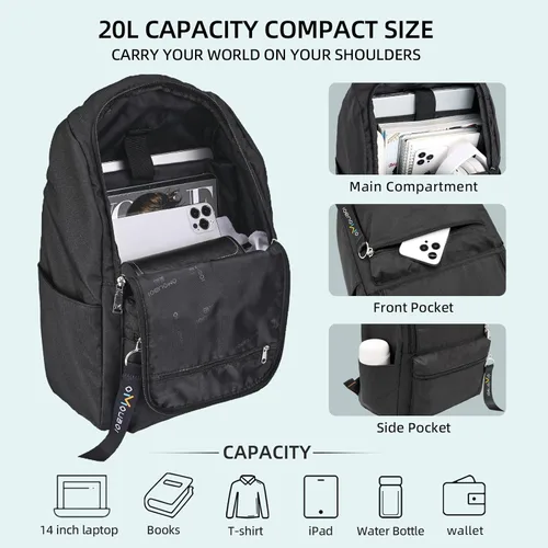 Miniatura 6 de OMOUBOI Mochilas casuales Superbreak Mochila para laptop de 14 pulgadas para mujeres y hombres Apta para turismo y negocios (Negro)