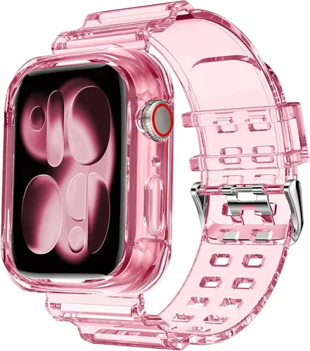 Miniatura 13 de DABAOZA - Correa compatible con Apple Watch de 49 mm, 46 mm, 45 mm, 44 mm, 42 mm, 41 mm, 40 mm, 38 mm, con protector, correa de TPU brillante