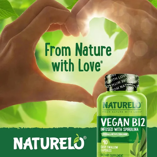 Miniatura 6 de NATURELO B12 vegano - Metil B12 con espirulina orgánica - Vitamina B12 de alta potencia 1000 mcg metilcobalamina - Apoya el estado de ánimo