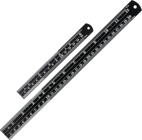 Miniatura 10 de Mr. Pen - Reglas de acero, reglas de metal de 15, 20, 30 y 35 cm, paquete de 4 unidades Plateado