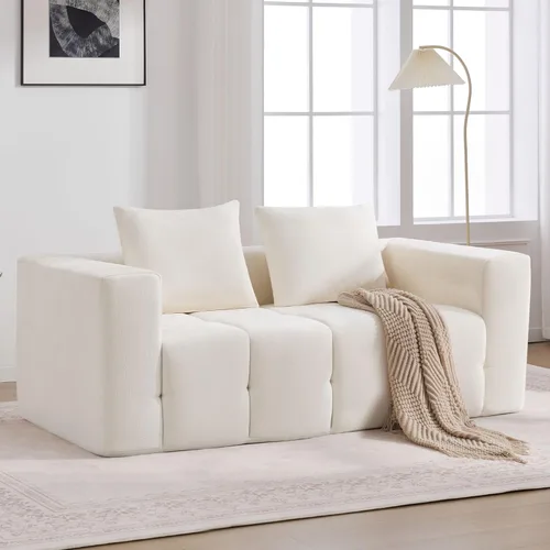 Miniatura 17 de Sofá modular sin hueso de 119 pulgadas para sala de estar, moderno sofá modular copetudo con asiento profundo y otomana móvil, sofá de felpilla