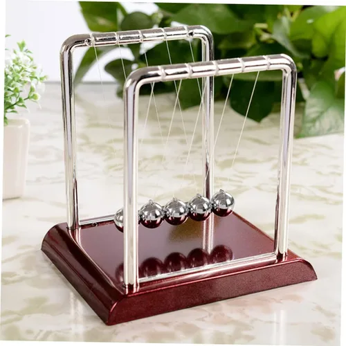 Miniatura 9 de Toyvian Péndulo de bola de Newton grande con diseño cuadrado de metal para decoración de escritorio de oficina en casa, ciencia física, demostrando