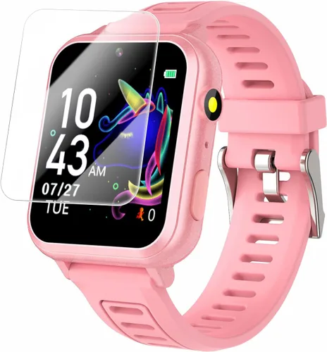Miniatura 14 de Cosjoype Reloj inteligente para niños, regalos para niñas de 5 a 12 años, 24 juegos de rompecabezas, cámara de video HD, reproductor de música