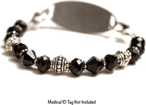 Miniatura 36 de Pulsera elástica de alerta médica, pulsera de identificación médica de repuesto intercambiable, etiqueta de identificación no incluida, cristales