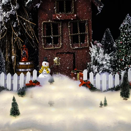 Miniatura 5 de Cosweet 1 paquete de manta de nieve falsa de 3 x 8 pies, hoja de nieve sintética gruesa de Navidad, rollo de nieve artificial para manualidades