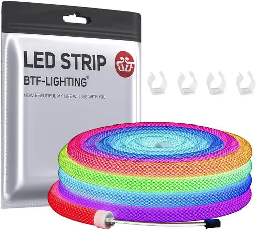 Miniatura 8 de BTF-LIGHTING 9.8 pies WS2811 WS2812B IC RGB 360 Grados Tira LED de Colores Neon Flexible de Silicona de Nylon con Patrón Reticulado IP67 Impermeable
