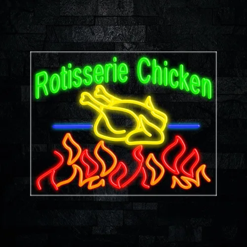 Rotisserie Chicken - Letrero de neón LED de 28 pulgadas de largo x 22 pulgadas de alto, #31266, fabricado en Estados Unidos