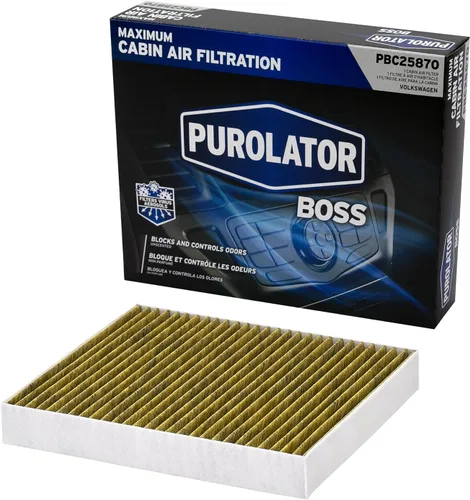Purolator PBC25870 PurolatorBOSS Filtro de aire de cabina automotriz con carbón activado, Filtro de repuesto OEM para compartimento de pasajeros de