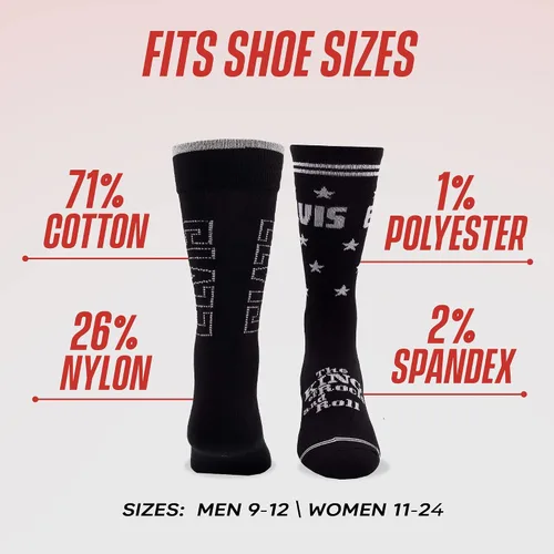 Miniatura 7 de PERRI'S SOCKS - Calcetines Elvis Crew con licencia oficial de Rock Band, calcetines divertidos suaves y transpirables para hombres y mujeres
