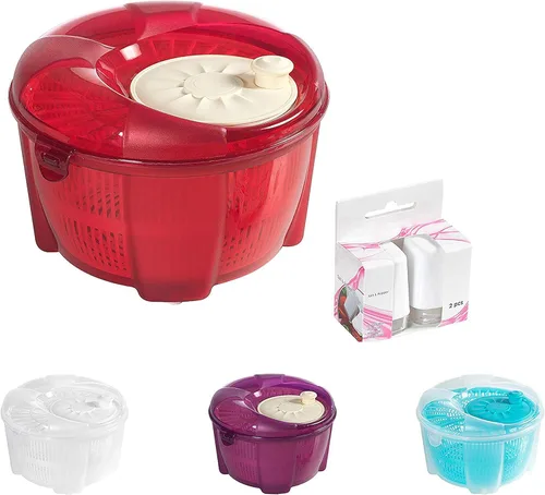 Miniatura 7 de Mabel Home Molinillo de ensalada, lanzador de ensalada y batidora, 5,5 cuartos de galón, cortador de verduras - EXTRA Sal & Pepper Shaker inc. Blanco