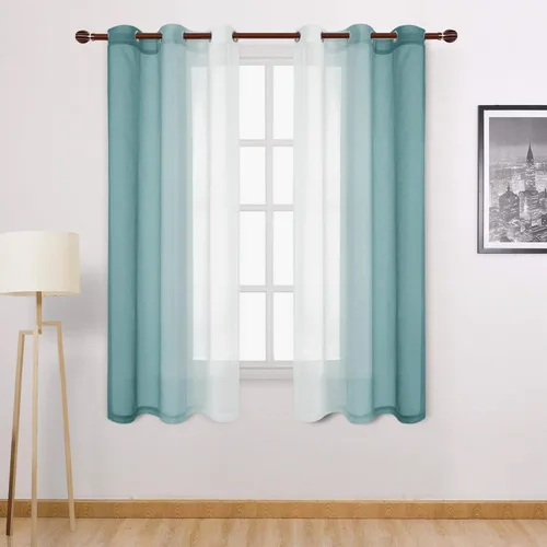 Miniatura 100 de DWCN Cortinas Transparentes de Lino Sintético Negro Degradado Ombré - Cortinas Semi Transparentes de Gasa con Ojales en la Parte Superior