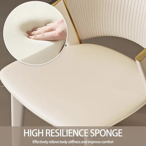 Miniatura 5 de Sillas de comedor de cocina con cuero, sillas de comedor con cómodo asiento tapizado con patas de metal, respaldo curvado, silla de cocina para sala