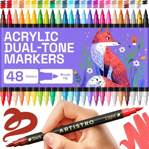 Miniatura 9 de ARTISTRO 12 marcadores de pintura acrílica de roca - Kit de pintura de roca para artes y manualidades - Bolígrafos de pintura acrílica de doble punta