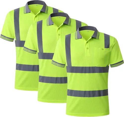 Miniatura 5 de JKSafety Paquete de 3 polos de seguridad de alta visibilidad para trabajo diario, construcción para hombres y mujeres, polos de construcción