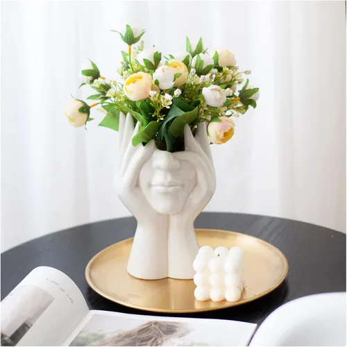 Miniatura 14 de Jarrón de cerámica con forma de mujer, ideal para decoración de estante, moderno florero para decoración de mesa, florero pequeño de granja