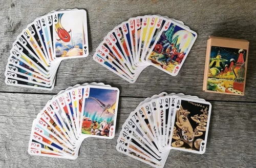 Miniatura 3 de Frank Paul SCI FI Juego de cartas (baraja de póquer 54 cartas todas diferentes) Pósteres de arte cómico de ciencia ficción vintage Lugares