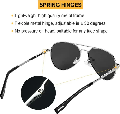 Miniatura 72 de Gleyemor Lentes de sol polarizados estilo aviador para niños y niñas, jóvenes, adolescentes, dos tamaños de 1.969 in y 2.047 in