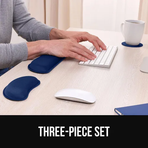 Miniatura 7 de GORILLA GRIP Reposamuñecas de teclado de espuma viscoelástica sedosa para computadora y mouse, almohadilla de soporte ergonómica para escribir, Negro
