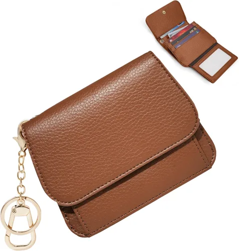 Miniatura 16 de Cartera pequeña para mujer, con bloqueo RFID, delgada y bolsillo para monedas, tarjetero plegable para tarjetas de crédito con ventana