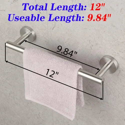 Miniatura 2 de GERZ Toallero Contemporáneo de 12 Pulgadas para Toallas de Baño de Mano, Soporte de Acero Inoxidable Cepillado Montado en Pared, Organizador de Baño