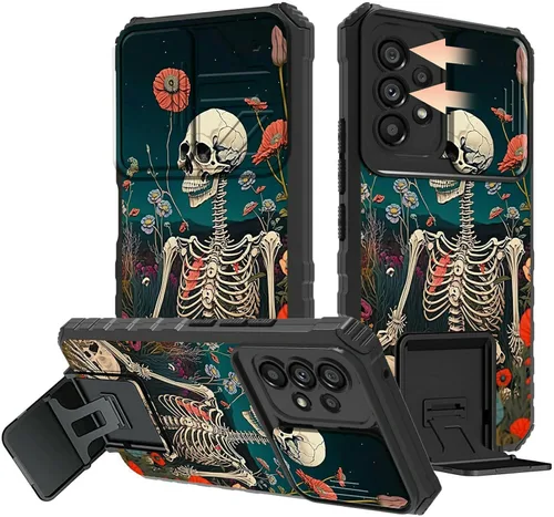 Miniatura 85 de Rossy Funda para Samsung Galaxy S22 Ultra para Samsung S22 Ultra con cubierta deslizante para cámara con función atril, funda híbrida de doble capa
