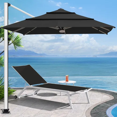 Miniatura 66 de EliteShade USA Sombrilla de Mercado de 10 Años Sin Decoloración de 9 Pies 3 Niveles Sombrilla de Patio Sombrilla de Mesa para Exteriores con Beige