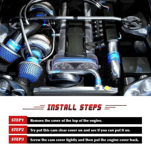 Miniatura 7 de PTNHZ Protector transparente para correa de tiempos Turbo Polea de CAM Compatible Reemplazo para Toyota Supra 2JZ 2JZGTE Lexus 3.0L No-VVTI 92-05