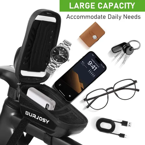Miniatura 3 de Bolsa impermeable para teléfono de bicicleta, bolsa para manillar de bicicleta con pantalla táctil de TPU y visera solar, bolsa para marco