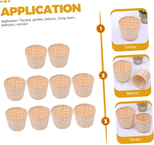 Miniatura 5 de Unomor 10 unids pequeña cesta apoyos snack Rattan Mini cesta tejida de madera para tejer cesta tejida cesta sauce comida bambú tejido flores cestas