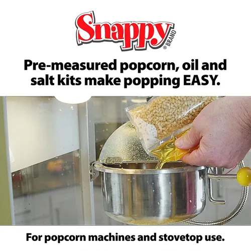 Miniatura 4 de Snappy Snap-Paks - Paquetes de porciones de palomitas de maíz todo en uno para máquina popping de 8 onzas, granos, aceite y sal, 24
