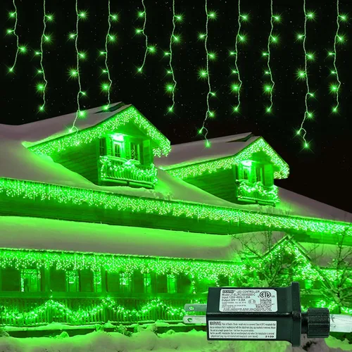 Miniatura 11 de Luces de carámbano de 33 pies con 300 luces LED para exteriores, impermeables, con 50 gotas, tira de luces blancas cálidas para bodas, fiestas