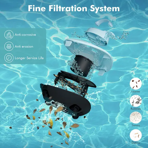 Miniatura 5 de HYDRUS Aspirador robótico inalámbrico para piscina con motor sin escobillas, potente robot de piscina para piscinas sobre el suelo, hasta 90 minutos