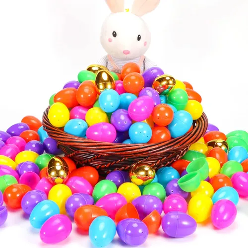 Miniatura 4 de 288 huevos de Pascua – 2.36 pulgadas de colores brillantes huevos de Pascua de plástico vacíos incluyen 18 huevos dorados perfectos para la caza