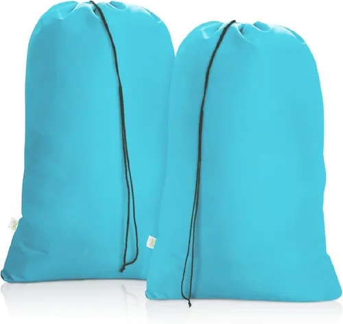 Miniatura 13 de OTraki Paquete de 2 bolsas de lavandería 28x45 pulgadas con cordón XXL, cesta de lavandería, bolsa de almacenamiento para ropa sucia, bolsa de viaje
