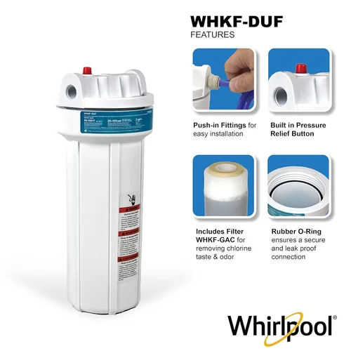 Miniatura 6 de Sistema de Filtración de Agua Bajo Fregadero Whirlpool WHKF-DUF Conexión Rápida de Inserción, Incluye 1 Filtro de Carbón y Kit de Instalación