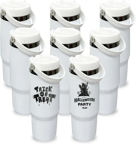 Miniatura 63 de Vaso de 30 onzas con asa superior, vaso aislado al vacío de doble pared con popote abatible, taza de café de viaje de 30 onzas con recubrimiento