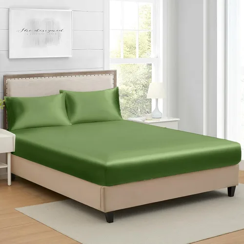 Miniatura 16 de Sábana bajera ajustable de satén de seda tamaño King, sábanas de cama individuales de bolsillo profundo que se venden por separado, sin arrugas, que