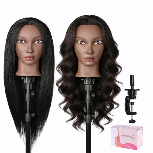 Miniatura 11 de Beauty Star Cabeza de maniquí con cabello humano 100% real, cabeza de peinado de muñeca de 18 pulgadas para práctica de trenzado y entrenamiento