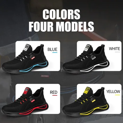 Miniatura 7 de GLANOUDUN Zapatos de punta de acero para hombres y mujeres, zapatos de trabajo transpirables para hombres, zapatos de trabajo ligeros con punta
