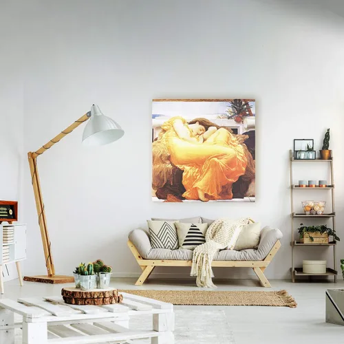 Miniatura 2 de Flaming June por Sir Frederic Leighton Tapiz tejido para colgar Obra maestra del vestido naranja para dormir 100% algodón, tamaño de Estados
