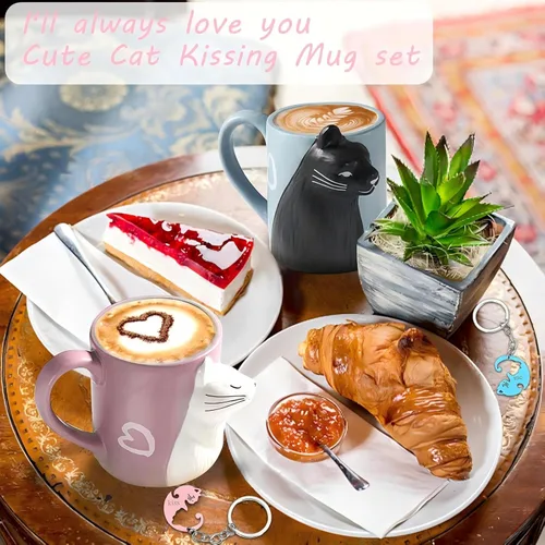 Miniatura 2 de Regalos para parejas Linda taza de gatos besándose Artículos a juego para parejas Tazas de cerámica para café para regalos de boda Aniversario