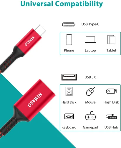 Miniatura 7 de NIMASO Adaptador USB C a USB 3.1, paquete de 2 unidades, cable OTG tipo C macho a USB hembra adaptador OTG compatible con iPhone 15/15 Pro/15 Rojo