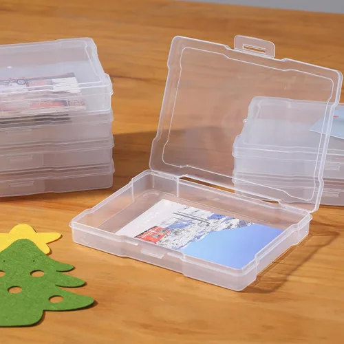 Miniatura 4 de novelinks Paquete de 12 cajas transparentes de almacenamiento de fotos de 5 x 7 pulgadas, estuches organizadores de imágenes de plástico con tapas